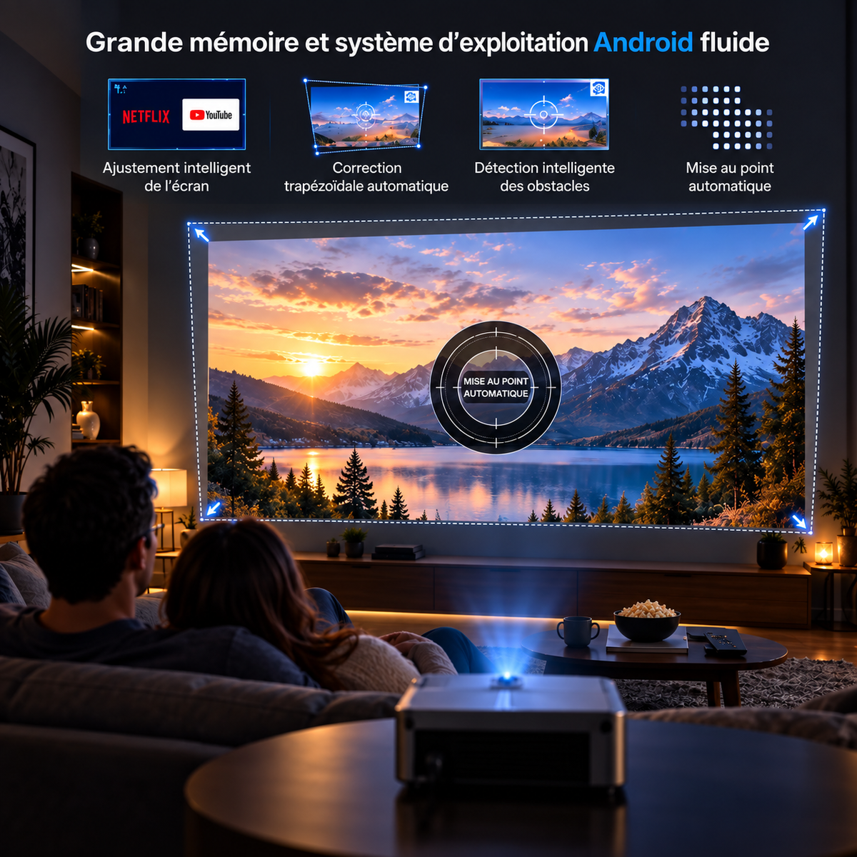 Vidéoprojecteur Full HD 1080p – Wi-Fi, Bluetooth & Android