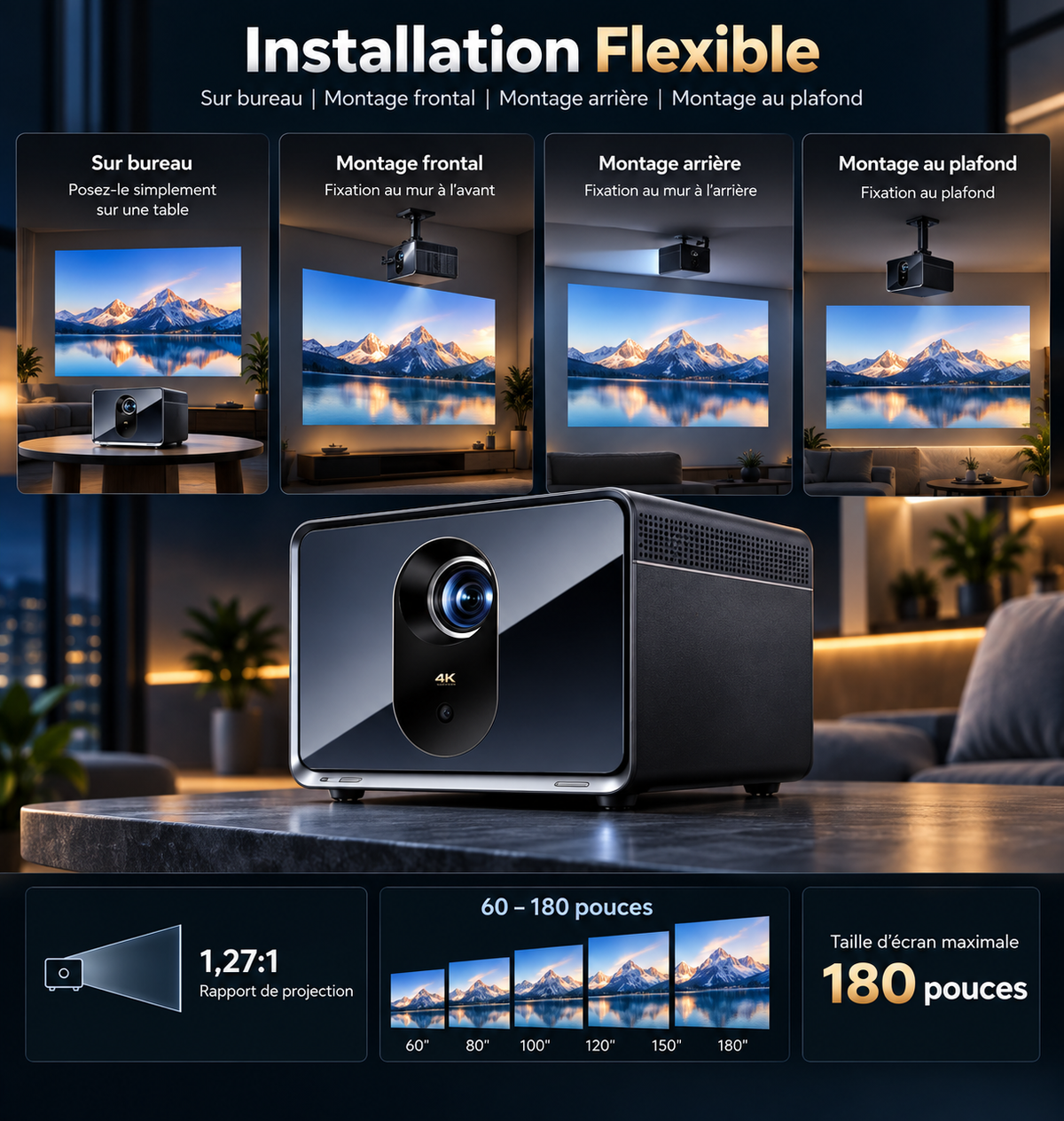 Vidéoprojecteur Laser 4K UHD – 2450 CVIA Lumens