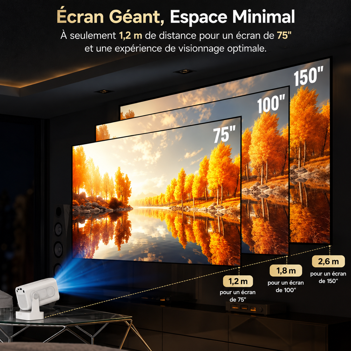 Vidéoprojecteur 4K Full HD Auto Focus, Dolby Audio