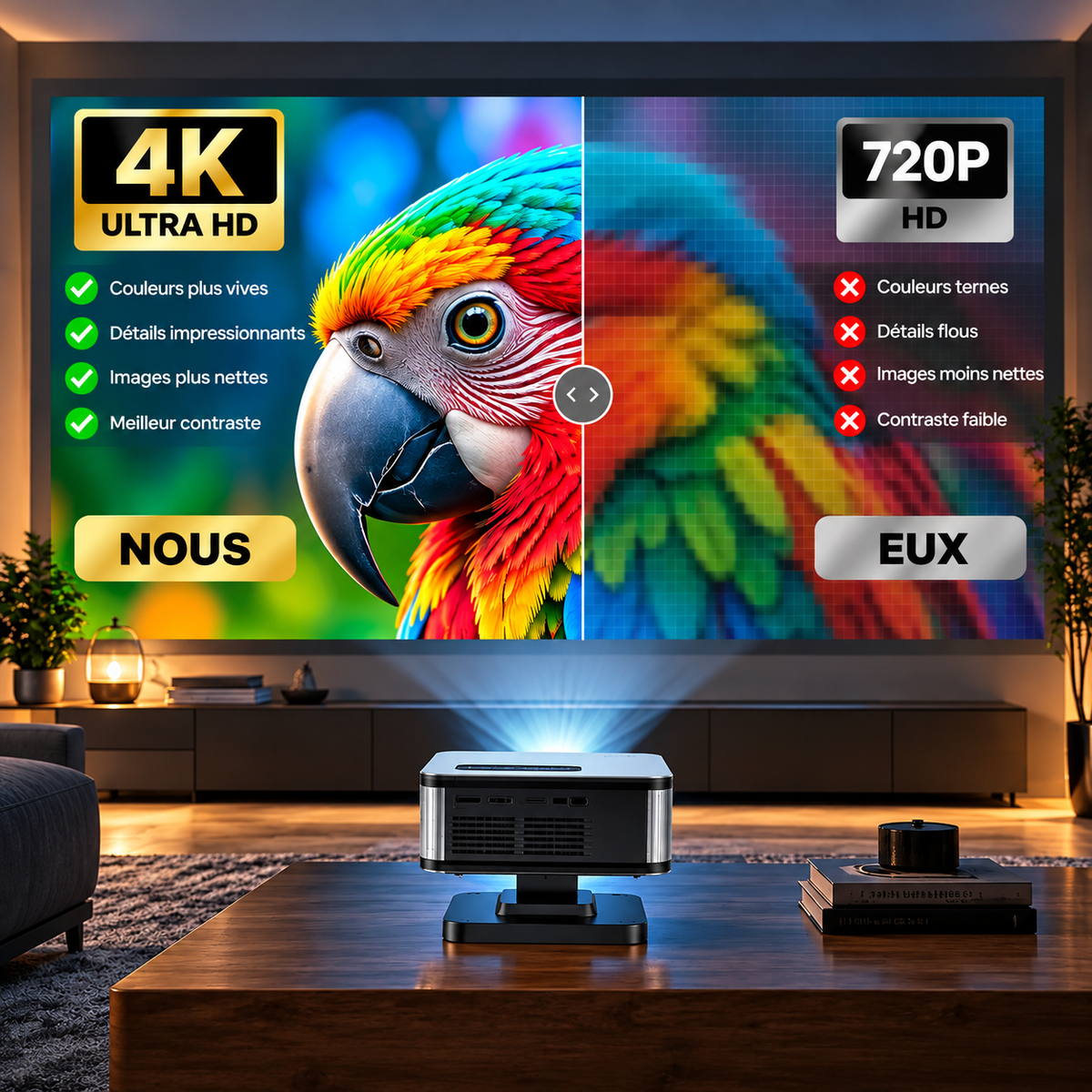 Vidéoprojecteur 4K Google TV Autofocus Laser WiFi, Bluetooth, Dolby Audio